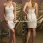 Strapless V-neck Champagne Ivory Lace Short Wedding Dress Little White Bridal Gown SZ 6 8 10 12