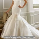 White Organza Ball Gown Strapless Wedding Dress Pleated Mermaid Bridal Gown Sz4 6 8 10 12 14+Custom