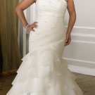 White Ivory Ball Gown One Shoulder Wedding Dress Plus Size Mermaid Bridal Gown +Custom