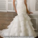 White Organza Ball Gown Strapless Wedding Dress Stock Memaid Bridal Gown Sz4 6 8 10 12 14+Custom
