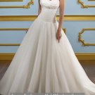 A-line White Feather Tulle Ball Gown Strapless Wedding Dress Layered Bridal Gown Sz4 6 8 10 12 14+