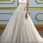 A-line White Feather Tulle Ball Gown Strapless Wedding Dress Layered Bridal Gown Sz4 6 8 10 12 14+