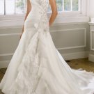 A-line White Organza Ball Gown One Shoulder Wedding Dress Bridal Gown Sz4 6 8 10 12 14+Custom