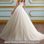 A-line White Feather Tulle Ball Gown Strapless Wedding Dress Layered Bridal Gown Sz4 6 8 10 12 14+