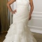 White Ivory Ball Gown One Shoulder Wedding Dress Plus Size Mermaid Bridal Gown +Custom