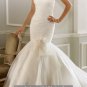 White Organza Ball Gown Strapless Wedding Dress Pleated Mermaid Bridal Gown Sz4 6 8 10 12 14+Custom