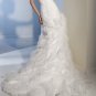 A-line White Organza Ball Gown Strapless Wedding Dress Ruffles Bridal Gown Sz4 6 8 10 12 14+Custom