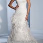 A-line White Organza Ball Gown Strapless Wedding Dress Ruffles Bridal Gown Sz4 6 8 10 12 14+Custom