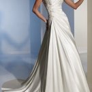 A-line Ivory Satin Lace Ball Gown Lace Top Wedding Dress Bridal Gown Sz4 6 8 10 12 14+Custom