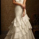 Ivory White Taffeta Wedding Dress Strapless Layered Bridal Gown Sz4 6 8 10 12 14+Custom