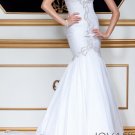 White Chiffon Wedding Dress Strapless Jeweled Mermaid Prom Dress Bridal Gown Sz4 6 8 10 12 14+Custom