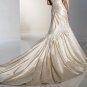 A-line Champagne Satin Lace Wedding Dress Strapless Sweethear Bridal Gown Sz4 6 8 10 12 14+Custom