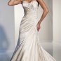 A-line Champagne Satin Lace Wedding Dress Strapless Sweethear Bridal Gown Sz4 6 8 10 12 14+Custom