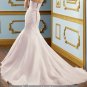 Pink Satin Lace Wedding Dress Strapless Jeweled Trumpet Bridal Gown Sz4 6 8 10 12 14+Custom