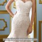 Pink Satin Lace Wedding Dress Strapless Jeweled Trumpet Bridal Gown Sz4 6 8 10 12 14+Custom
