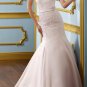 Pink Satin Lace Wedding Dress Strapless Jeweled Trumpet Bridal Gown Sz4 6 8 10 12 14+Custom