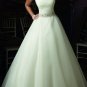 A-line Ivory Organza Ball Gown One Shoulder Layered Wedding Dress Bridal Gown Sz4 6 8 10 12 14+