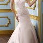 Pink Satin Lace Wedding Dress Strapless Jeweled Trumpet Bridal Gown Sz4 6 8 10 12 14+Custom