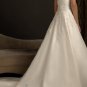 A-line Ivory Organza Lace Top Strapless Wedding Dress Satin Sash Bridal Gown Sz4 6 8 10 12 14+Custom