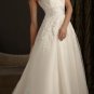 A-line Ivory Organza Lace Top Strapless Wedding Dress Satin Sash Bridal Gown Sz4 6 8 10 12 14+Custom
