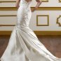 Ivory White Satin Wedding Dress Strapless Jeweled Mermaid Bridal Gown Sz4 6 8 10 12 14+Custom