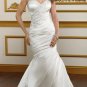 Ivory White Satin Wedding Dress Strapless Jeweled Mermaid Bridal Gown Sz4 6 8 10 12 14+Custom