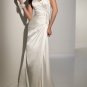 2-in-1 A-line Ivory Satin Lace Ball Gown One Shoulder Wedding Dress Bridal Gown Sz4 6 8 10 12 14+