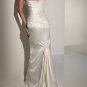 2-in-1 A-line Ivory Satin Lace Ball Gown One Shoulder Wedding Dress Bridal Gown Sz4 6 8 10 12 14+