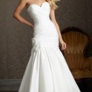 White Wedding Gown Ruched Flowers Strapless Bridal Wedding Dress Sz4 6 8 10 12 14+