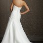 Ivory White Wedding Gown Ruched Flowers Strapless Bridal Wedding Dress Sz4 6 8 10 12 14+