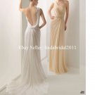 A-line Champagne Lace One Shoulder Bridal Wedding Prom Dress Bridesmaid Evening Dress Sz4 6 8 10 12+