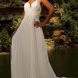 A-line Bridal Dress Halter Sheer Straps White Chiffon Jeweled Royal Wedding Dress Sz 4 6 8 10 12 14+