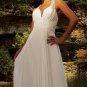 A-line Bridal Dress Halter Sheer Straps White Chiffon Jeweled Royal Wedding Dress Sz 4 6 8 10 12 14+