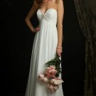A-line Bridal Dress Strapless White Chiffon Empire Waist Wedding Dress Sz 4 6 8 10 12 14+