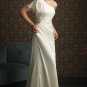 A-line One Shoulder White Chiffon Empire Bridal Wedding Dress Prom Dress Sz 4 6 8 10 12 14+
