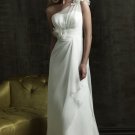 A-line One Shoulder Bridal Wedding Dress White Chiffon Bridemaid Prom Dress Sz 4 6 8 10 12 14+