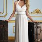 A-line Beaded Bridal Wedding Dress Halter Chiffon Bridesmaid Prom Dress Sz 4 6 8 10 12 14+