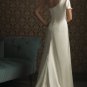 A-line One Shoulder White Chiffon Empire Bridal Wedding Dress Prom Dress Sz 4 6 8 10 12 14+