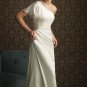 A-line One Shoulder White Chiffon Empire Bridal Wedding Dress Prom Dress Sz 4 6 8 10 12 14+