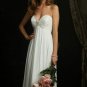 A-line Bridal Dress Strapless White Chiffon Empire Waist Wedding Dress Sz 4 6 8 10 12 14+