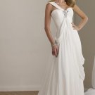A-line Bridal Wedding Dress Gown One Shoulder Bridesmaid Evening Prom Dress Sz 4 6 8 10 12 14+