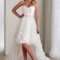 A-line Hi-low Black White Bridal Wedding Dress Strapless Evening Prom Dress Sz 4 6 8 10 12 14+