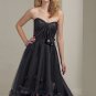A-line Hi-low Black White Bridal Wedding Dress Strapless Evening Prom Dress Sz 4 6 8 10 12 14+