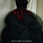 Cap Sleeves Bridal Wedding Gown Halloween Black White Organza A-ine Wedding Dress Sz 2 4 6 8 10+