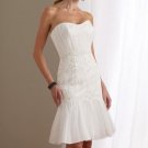 Little White Lace Bridal Wedding Dress Strapless Short Evening Prom Gown Sz4 6 8 10 12 14+