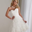Little Ivory White Lace Bridal Wedding Dress Strapless Short Evening Prom Gown Sz4 6 8 10 12 14+