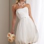 Little White Bridal Wedding Dress Strapless Short Bridal Evening Prom Gown Sz4 6 8 10 12+