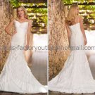 White Chiffon Bridal Wedding Gown Thin Straps Layered Memaid Wedding Dress Sz4 6 8 10 12 14+Custom