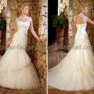 Ivory Tulle Lace Bridal Wedding Gown High Neck Memaid Wedding Dress Sz4 6 8 10 12 14+