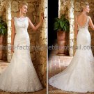 White Lace Bridal Wedding Gown Boack Neck V BACK Memaid Wedding Dress Sz4 6 8 10 12 14+Custom